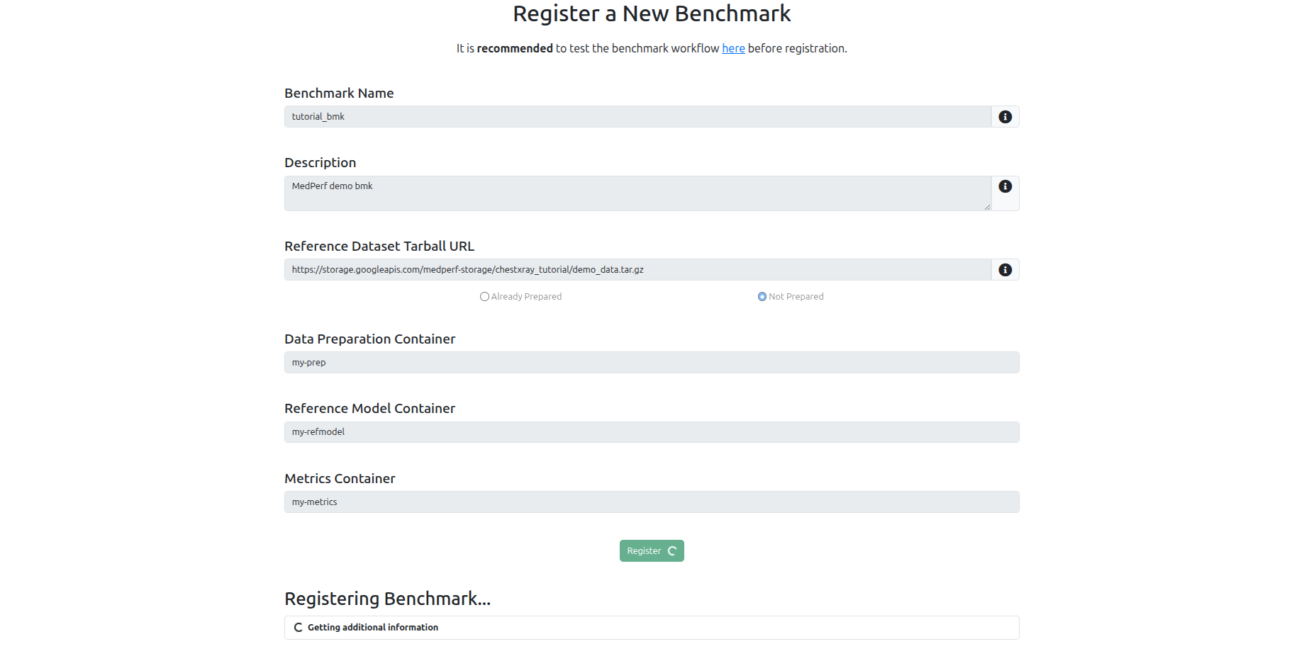 Benchmark Owner Registers Benchmark