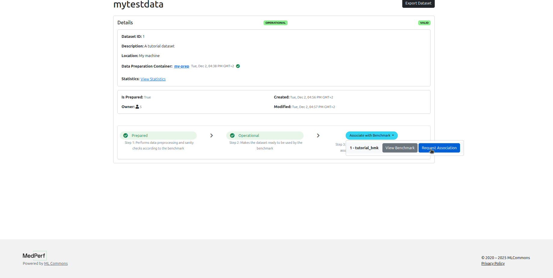 Dataset Owner Requests Association