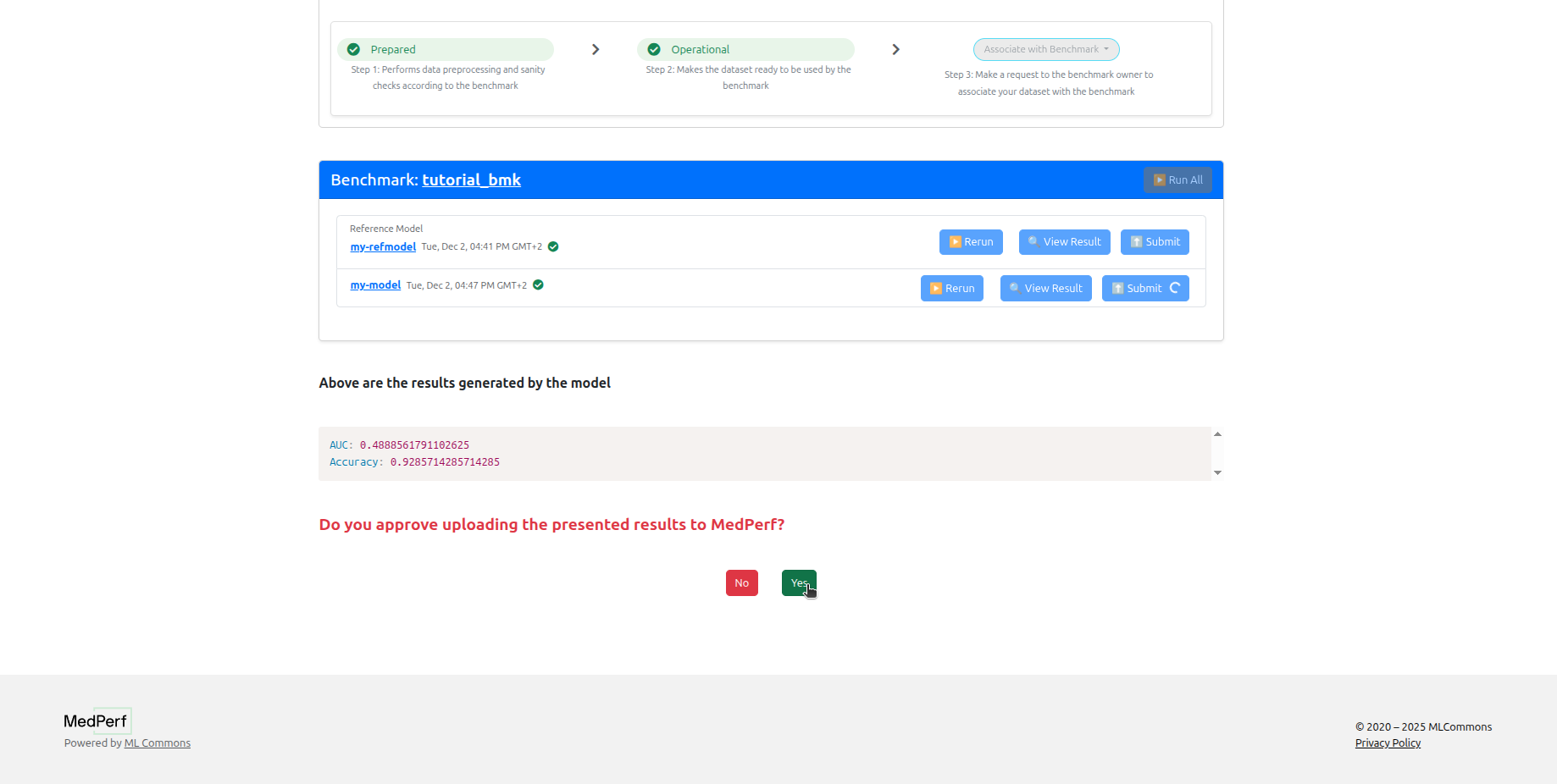 Dataset Owner Submits Results