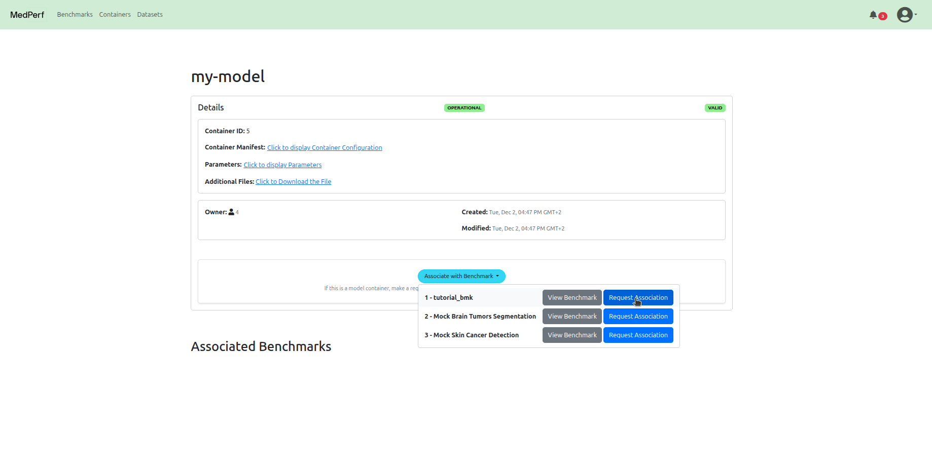 Model Owner Requests Association